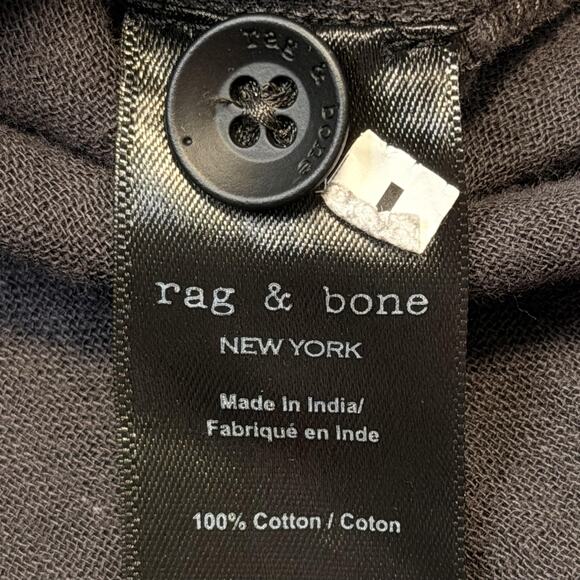 rag & bone Shirt Mens Medium Black Long Sleeve Button Front 100% Cotton Casual - Picture 11 of 12